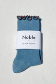 Le Bon Shoppe x Noble - Ruffled Modal Socks - Powder Blue / Brown Edge