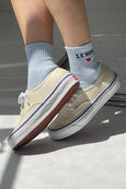 Le Bon Shoppe - Embroidered Crew Socks - Sky Blue