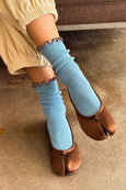 Le Bon Shoppe x Noble - Ruffled Modal Socks - Powder Blue / Brown Edge