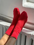 Le Bon Shoppe x Noble - Ruffled Modal Socks - Paprika / Brown Edge