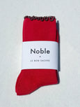 Le Bon Shoppe x Noble - Ruffled Modal Socks - Paprika / Brown Edge