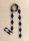 TBCo - Merino Wool Skinny Scarf in Black & Cream Harlequin
