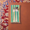 Yod and Co -Block Stripe Napkins - Lemon / Forest Green