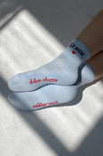 Le Bon Shoppe - Embroidered Crew Socks - Sky Blue