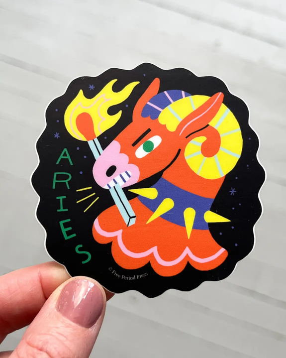 Free Period Press - Aries Zodiac Vinyl Sticker