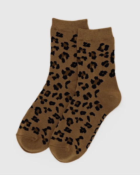 Baggu - Crew Sock - Dark Leopard