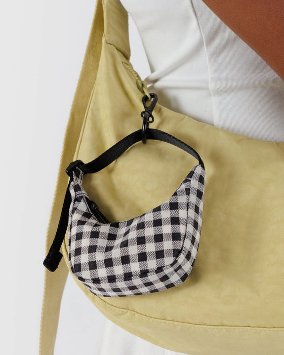 Baggu - Crescent Bag Charm - Black & White Gingham