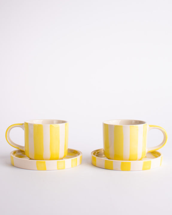 Magazin Minori - Espresso Stripes - Beach Yellow (Set of 2 Espresso Cups & Saucers)