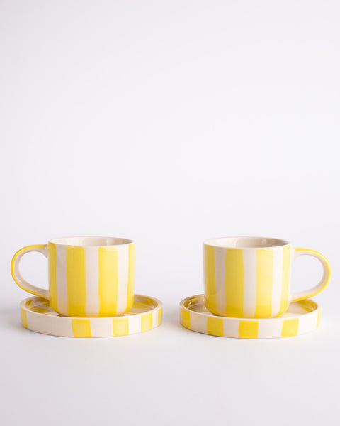Magazin Minori - Espresso Stripes - Beach Yellow (Set of 2 Espresso Cups & Saucers)