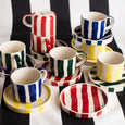 Magazin Minori - Espresso Stripes - Mare Blue (Set of 2 Espresso Cups & Saucers)