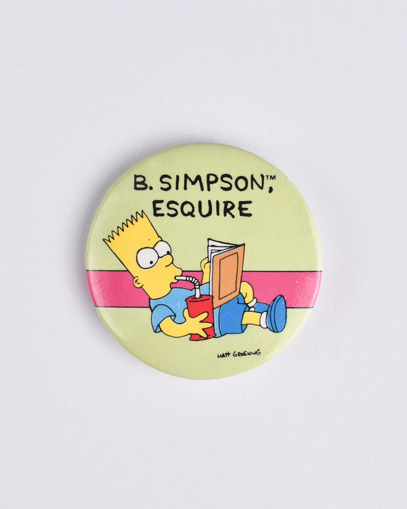 The Simpsons Vintage Deadstock Button - B. Simpson Esquire