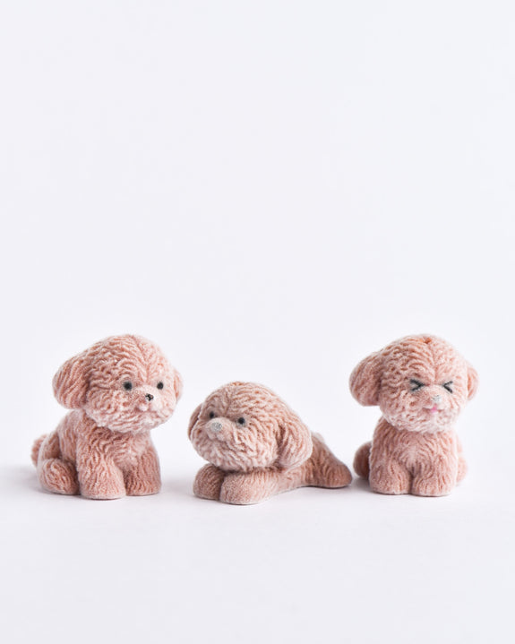 Flocked Brown Mini Puppy Dogs