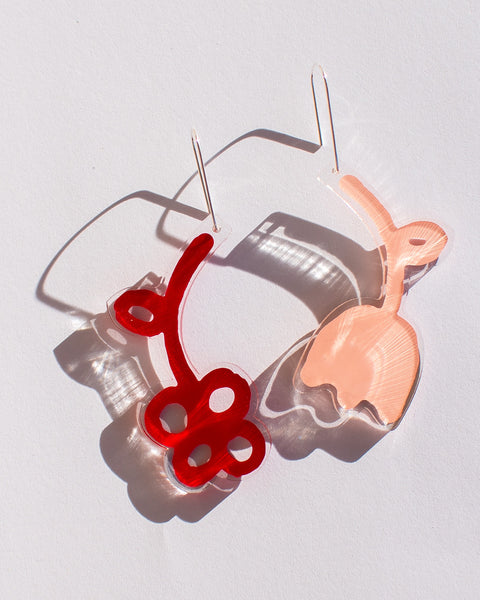 Dorkus Design - Petal Earrings - Pink and Red
