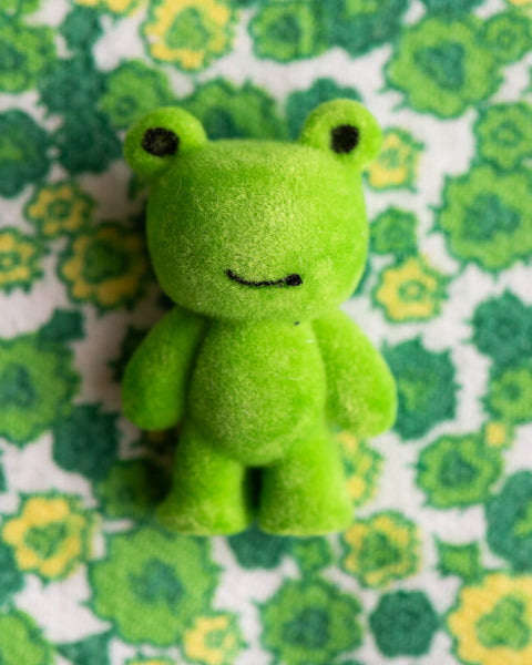 Standing Flocked Green Frog