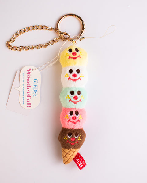 Gladee - Five Scoope Ice Cream Cone Keychain