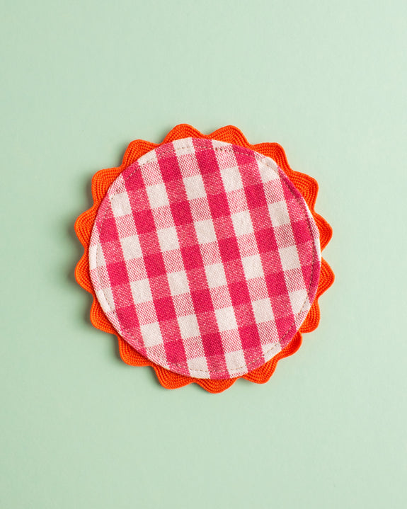 Mardi Powell - Coaster - Pink and Orange Ricrac
