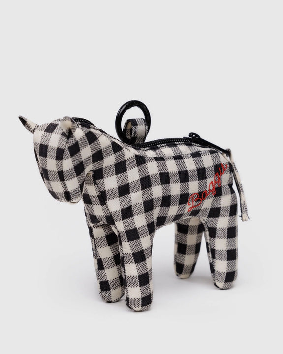 Baggu - Horse Charm - Black & White Gingham