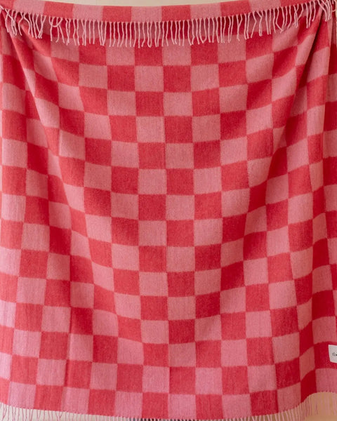 TBCo - Recycled Wool Blanket in Pink & Red Checkerboard