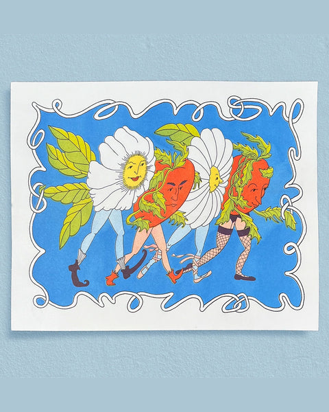 Maddie Fischer - Tomato Daisy Strut Riso Print
