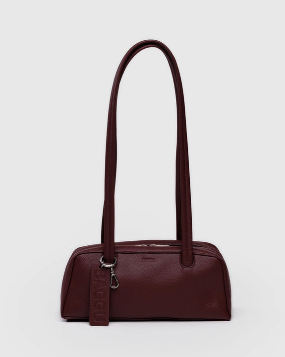 Baggu - Small Recycled Leather Bowler Bag - Mahogany