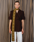 TBCo - Merino Wool Skinny Scarf in Olive Flora
