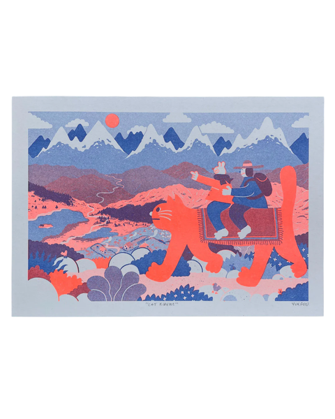 YUK FUN - Riso Print - Cat Riders