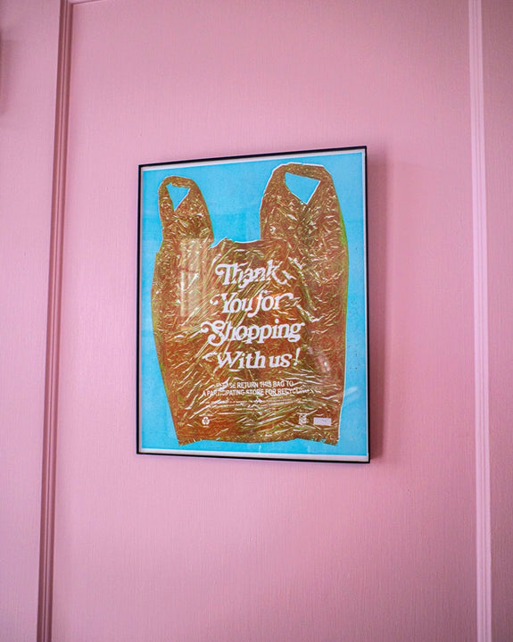 Alex Luciano - Thank you Plastic Shopping Bag Risograph Print