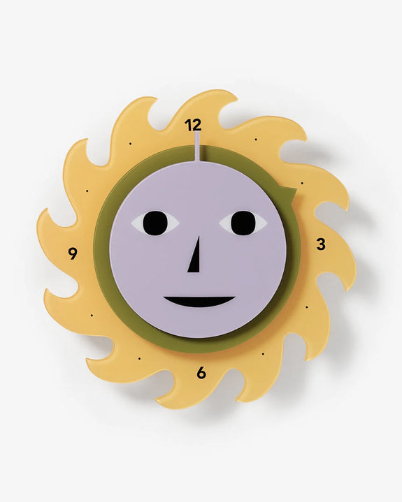 Areaware x Dusen Dusen - Everybody Clock - Yellow/Green/Purple