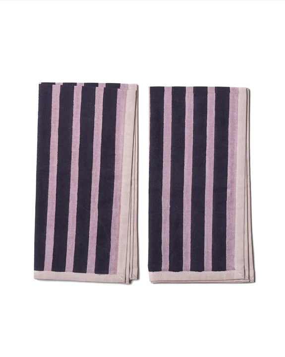 Yod and Co -Block Stripe Napkins - Aubergine / Mauve
