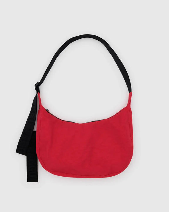 Baggu - Medium Nylon Crescent Bag - Candy Apple 47" black strap