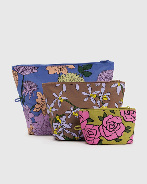 Baggu - Go Pouch Set - Garden Flowers *PRE-ORDER FOR SHIPPING AFTER MAY 8TH*