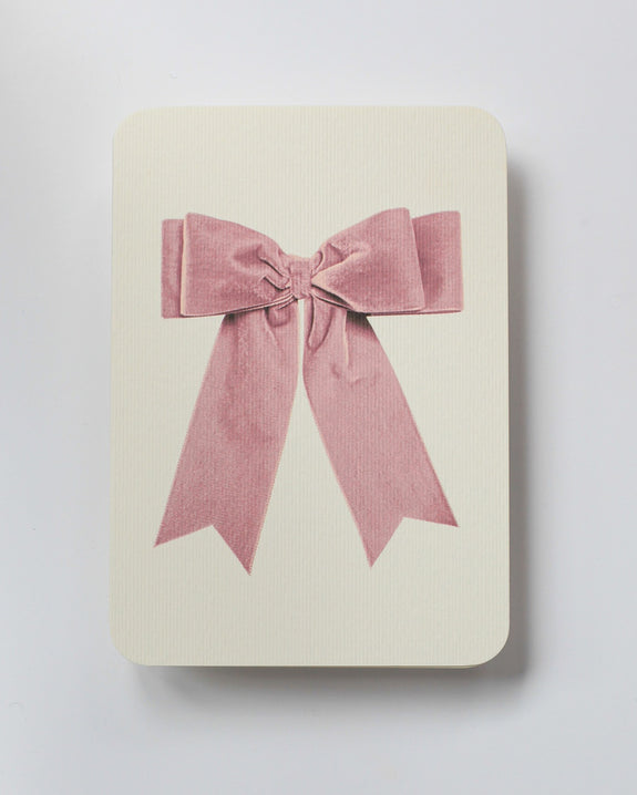 Canonbury Press - Baby Pink Velvet Bow Greeting Card