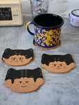 Natali Koromoto - "Cat Person" Set of Four Cork Coasters