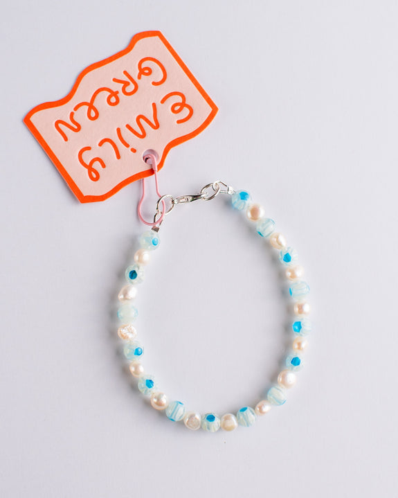 Emily Green - Millefiori & Pearl Bracelet - White