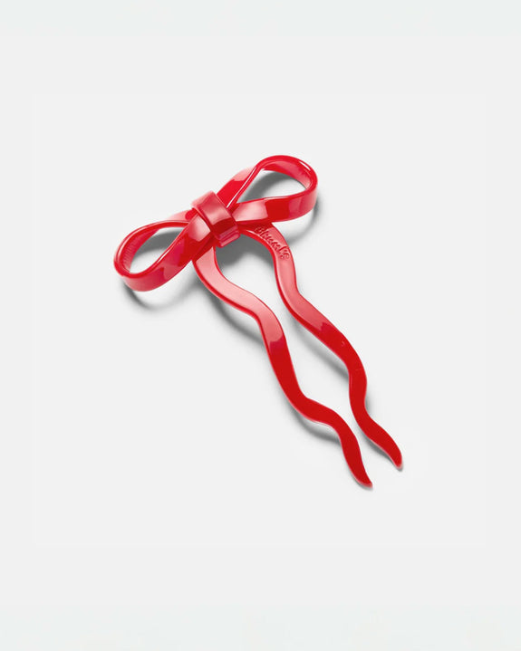 Chunks - Bow Hairpin in Red - Small