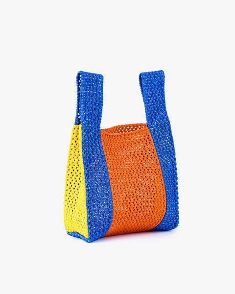 Verloop Knits - Raffia Crochet Mini Bag - Cobalt Yellow