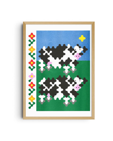 KIBLIND Atelier - Joe O'donnell - Two Cows A3 Poster