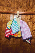 Yod and Co -Block Stripe Napkins - Lemon / Forest Green