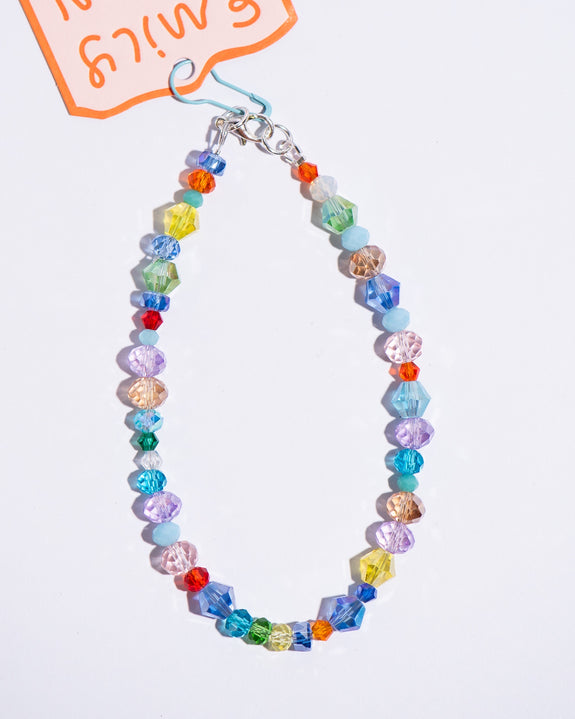 Emily Green - Multicolour Glass Crystal Anklet