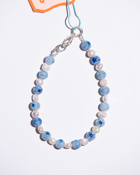 Emily Green - Millefiori & Pearl Bracelet - Pastel Blue