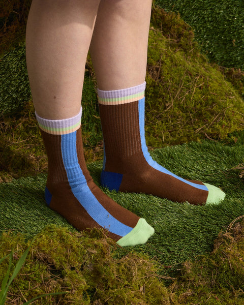 Wolf & Mishka - Colourblock Ribbed Sock – Field