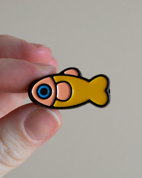 Curlworks - Fish Pin - Yellow / Coral