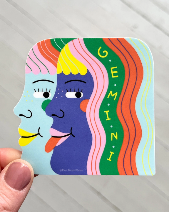 Free Period Press - Gemini Zodiac Vinyl Sticker