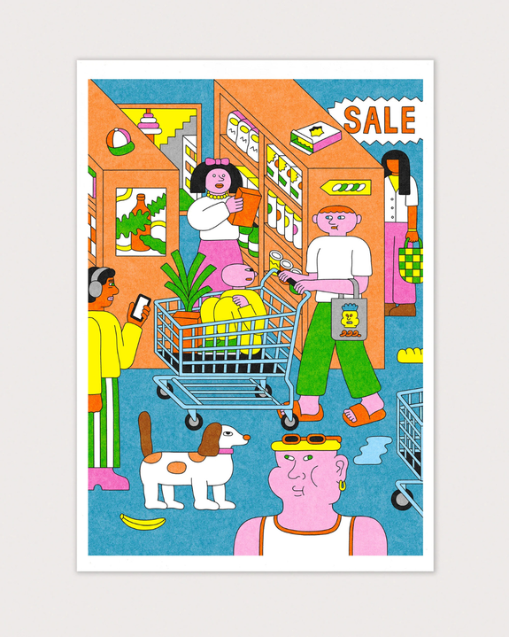 Jumbo Press - Grocery People A3 Print (Limited Edition)