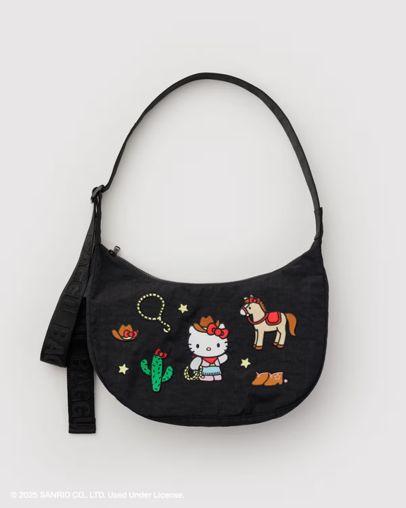 Baggu - Medium Nylon Crescent Bag - Embroidered Hello Kitty Western