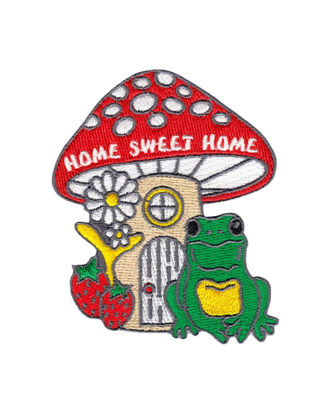 "Home Sweet Home" Mushroom House and Frog - Patch