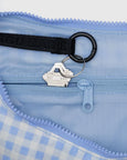Baggu - Medium Nylon Crescent Bag - Light Blue Gingham