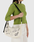 Baggu - Medium Nylon Crescent Bag - Embroidered Shells