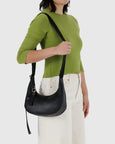 Baggu - Small Recycled Leather Crescent Bag - Black