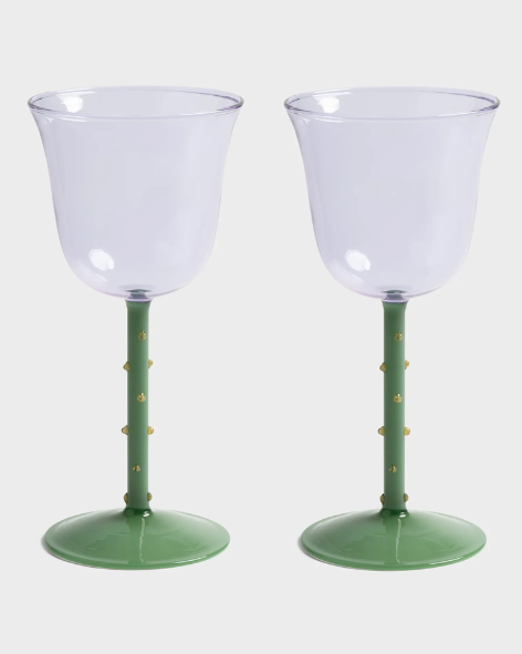&Klevering - Dot Wine Glass Set – Purple (Set of 2)